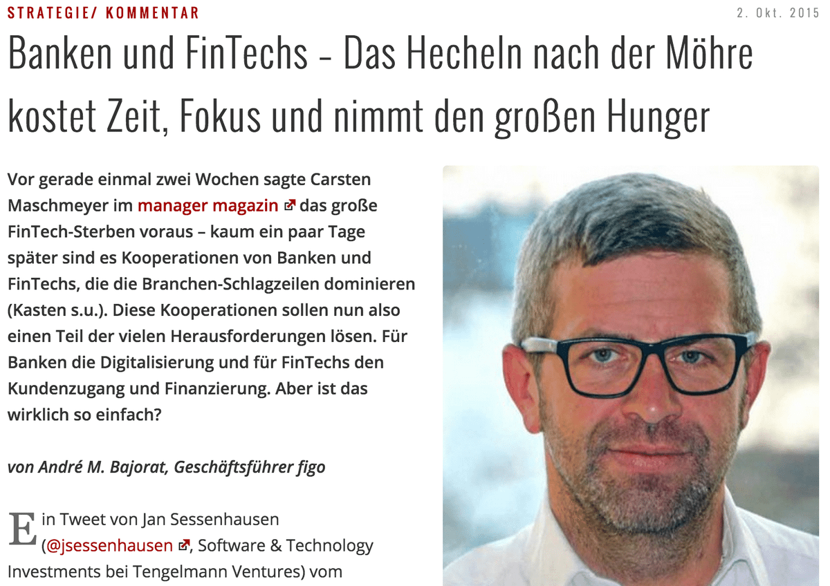 Mein aktueller Beitrag im IT-Finanzmagazin: Banken und FinTechs