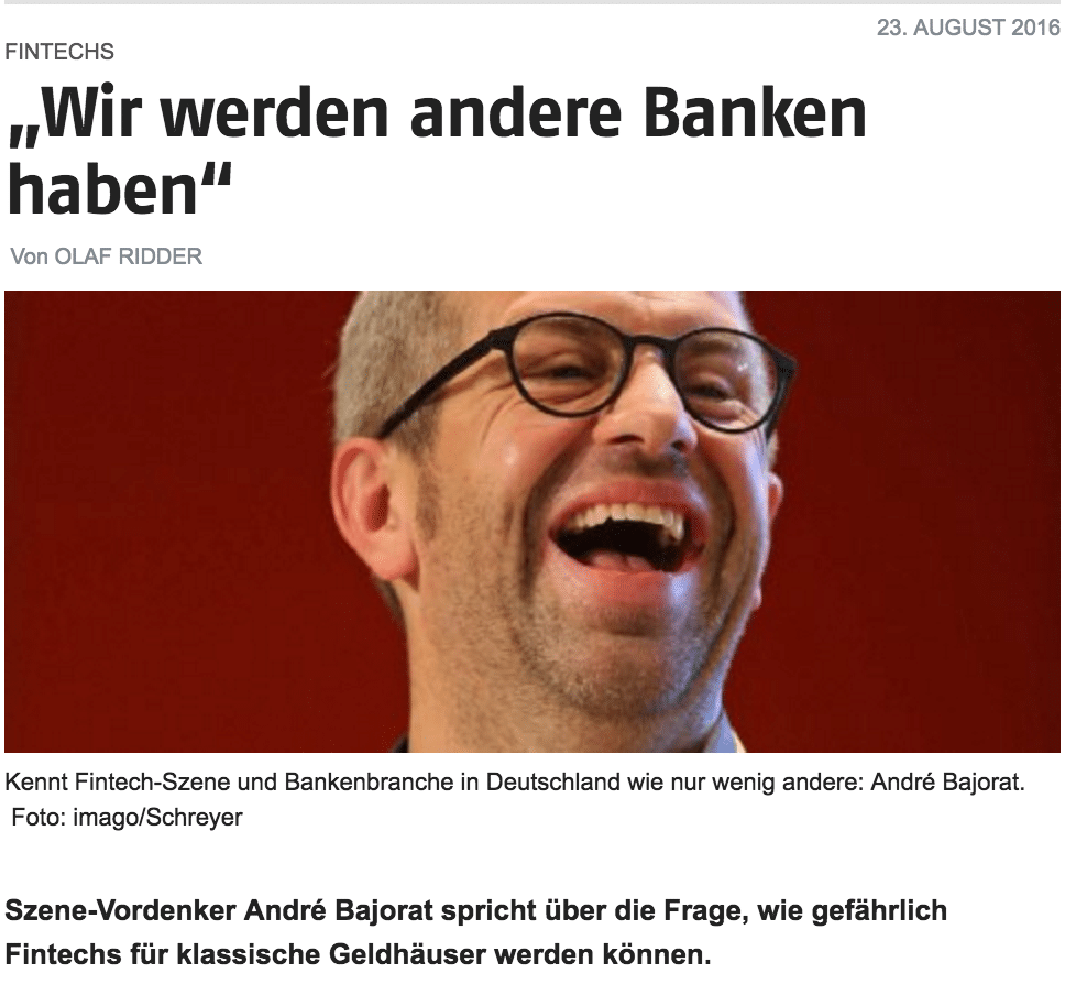 „Wir werden andere Banken haben“ sagt André in der Frankfurter Rundschau