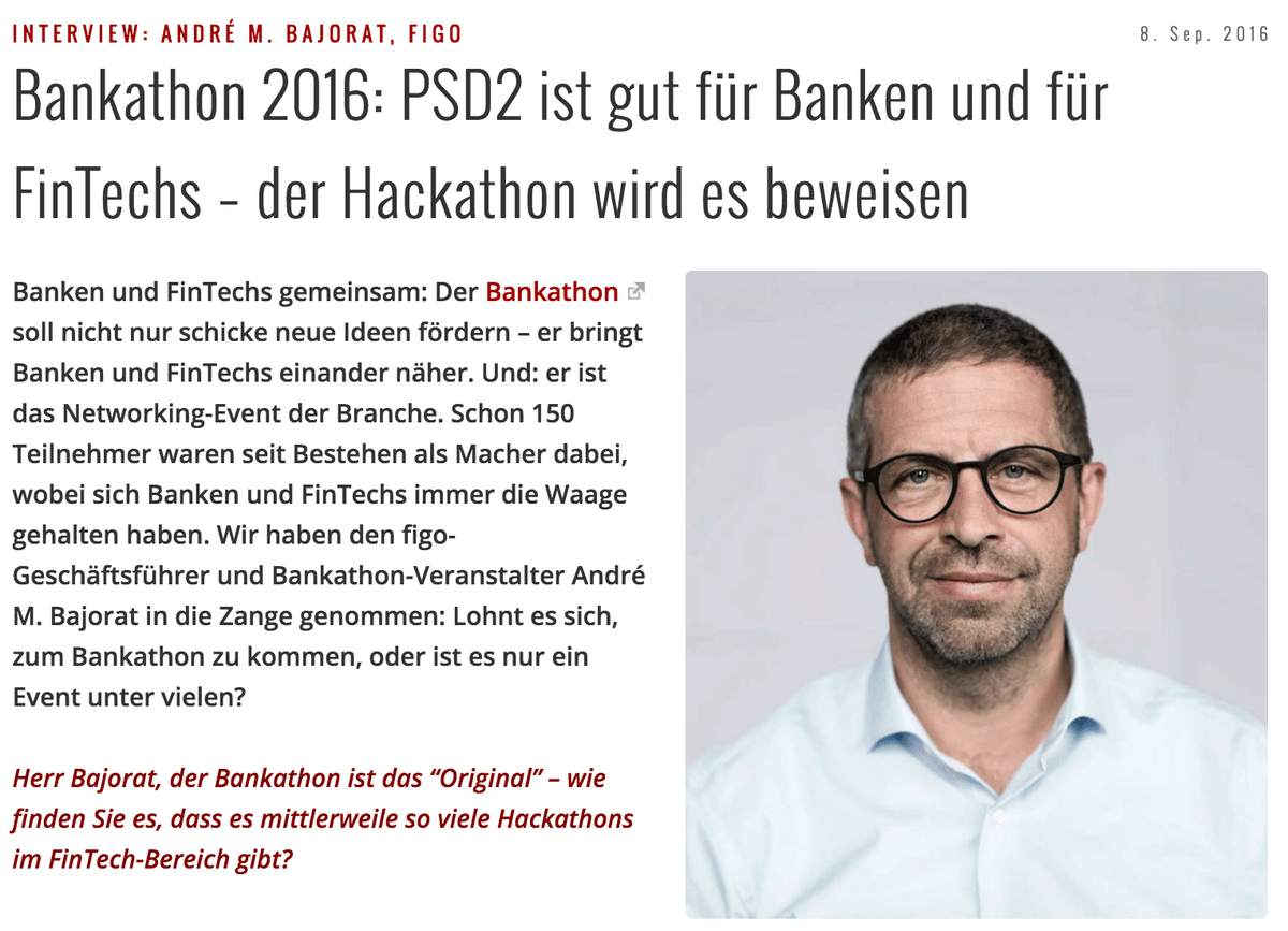 Interview im IT-Finanzmagazin: Bankathon 2016 – PSD2 ist gut für Banken und für FinTechs – der Hackathon wird es beweisen