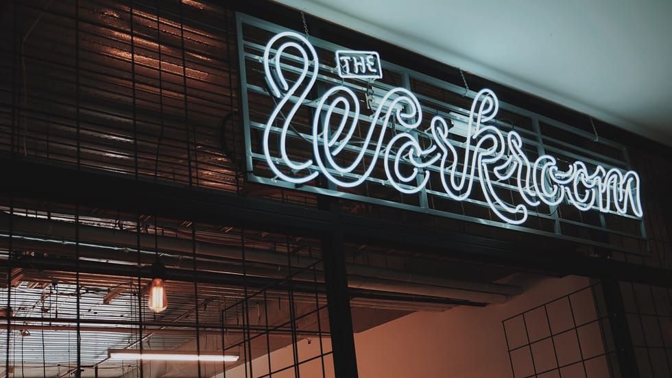 The Workroom shop signage
