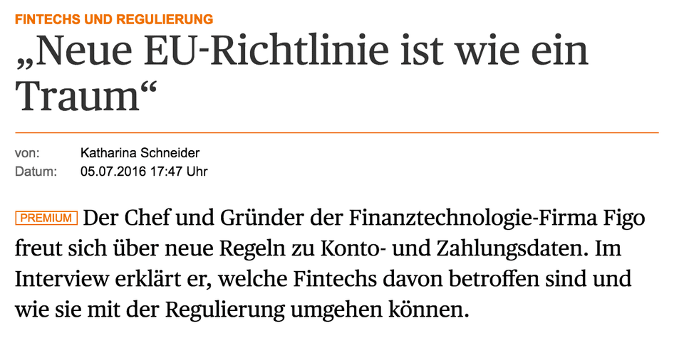 Interview im Handelsblatt: „Neue EU-Richtlinie ist wie ein Traum“ (paywall)