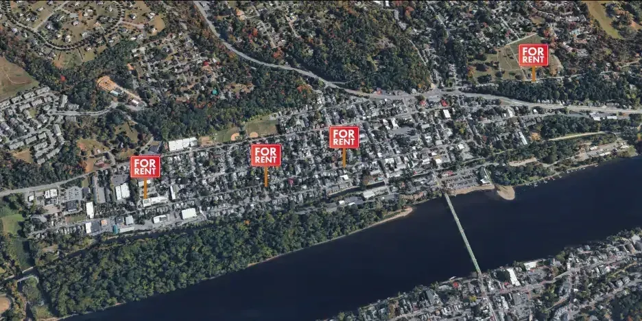 for rent signs on a map of Lambertville, NJ