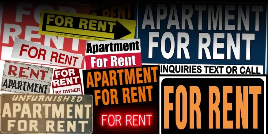 a collage of for rent signs