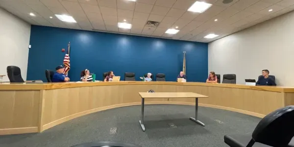 a group of people talking