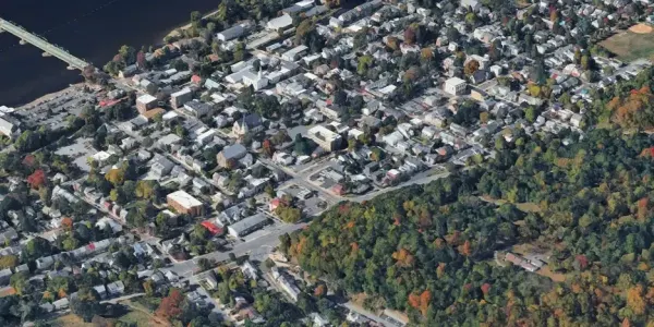 a view of Lambertville, NJ from above