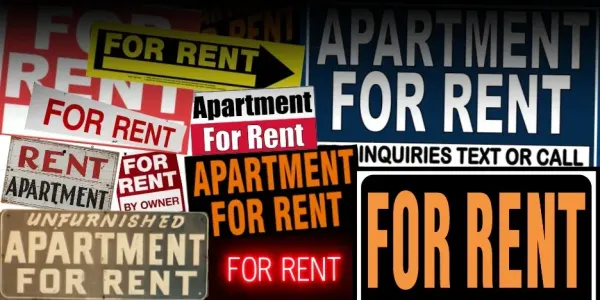 a collage of for rent signs