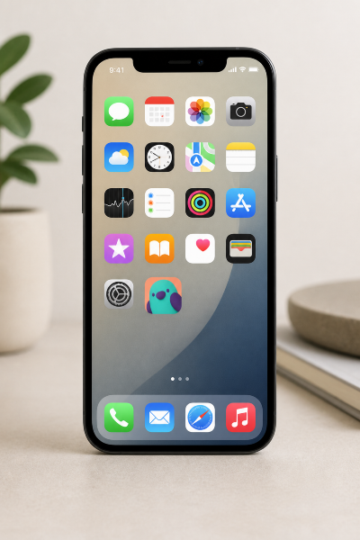 ์์ฑํ ์บ๋ฆญํฐ ์ด๋ฏธ์ง๋ฅผ ๋ฅ๊ทผ ์ฑ ์์ด์ฝ์ผ๋ก ์ ์ฉํ iPhone ํ ํ๋ฉด