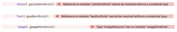 Compile-time errors in SwiftUI for missing image, color, and localization assets