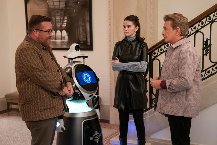 MICHAEL CYRIL CREIGHTON, SELENA GOMEZ, MARTIN SHORT and a robot