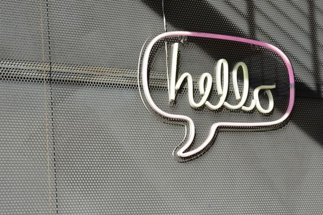 A neon hello sign
