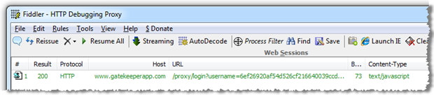Fiddler session showing no HTTPS when posting wildtwig credentials