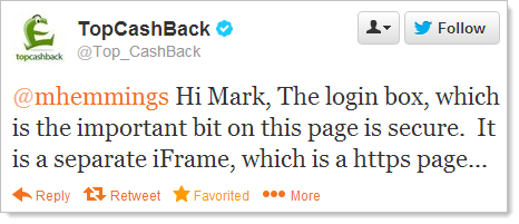 @mhemmings Hi Mark, The login box, which is the important bit on this page is secure.  It is a separate iFrame, which is a https page...