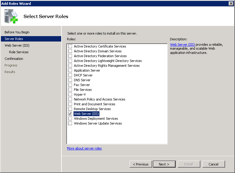 Adding an IIS role