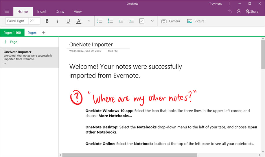 Your notes were successfully imported