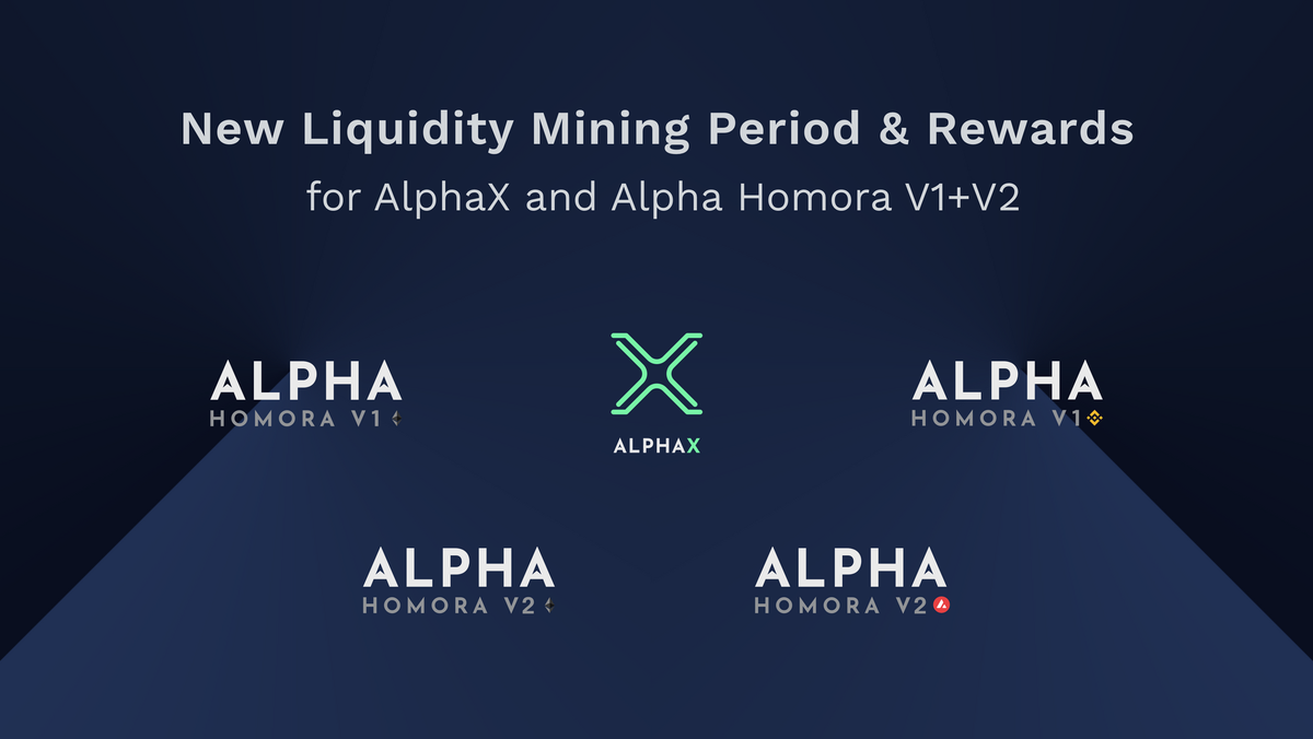 New Liquidity Mining Period & Rewards for AlphaX and Alpha Homora V1 + V2