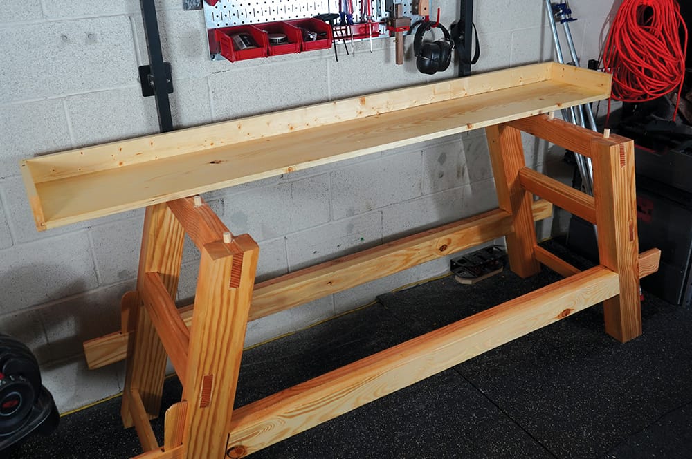 Picture of bench half assembled - showing it's portability. 