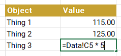 Excel formula showing a hardcoded multiply by 5.