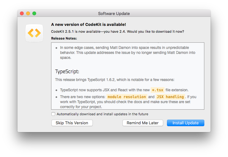 Funny Codekit Release Notes - October 2015