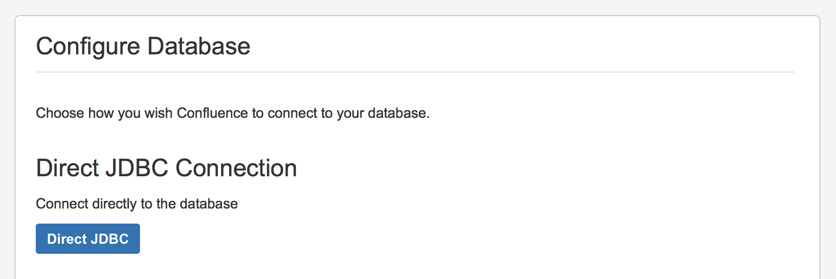 Confluence Database Setup Direct JDBC Connection