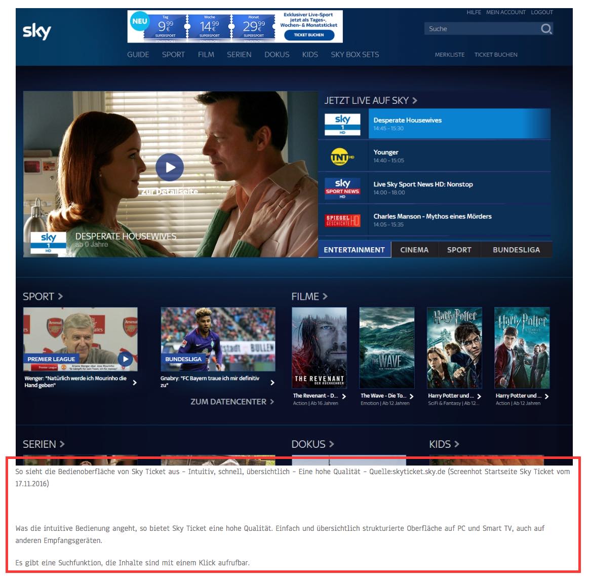SKY Ticket Software Qualität Fail