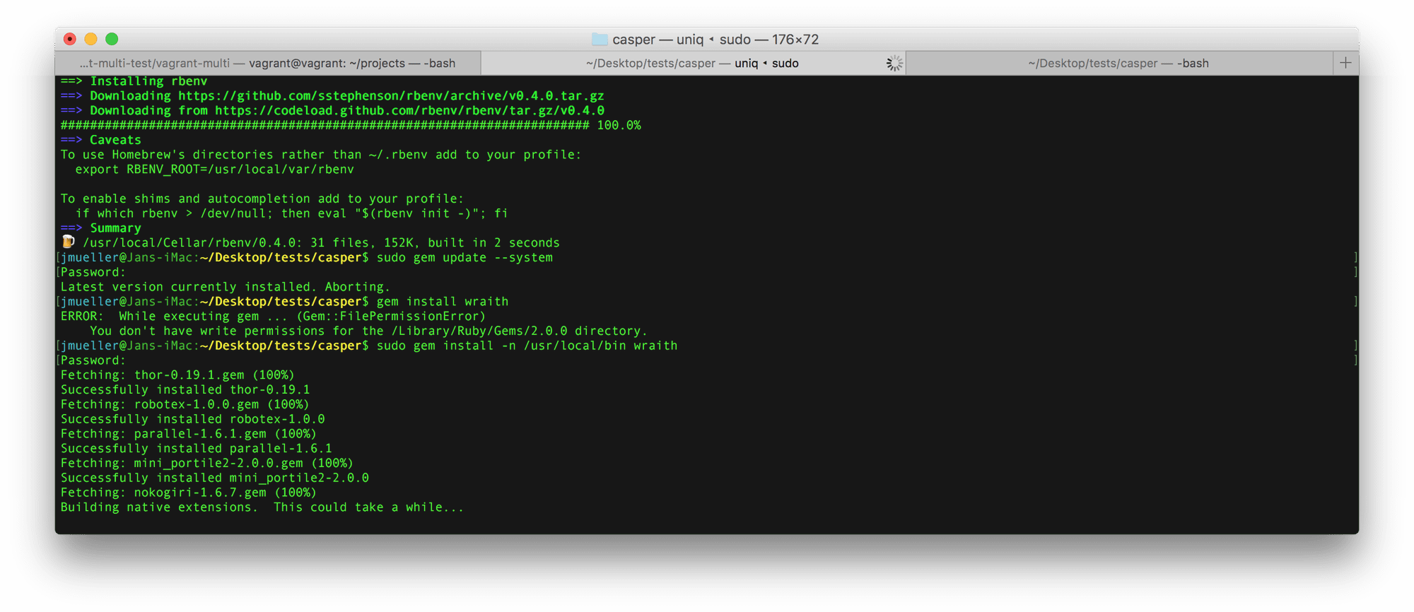 Ruby Gem Execution mit Fehler FilePermissionError auf OSX beheben