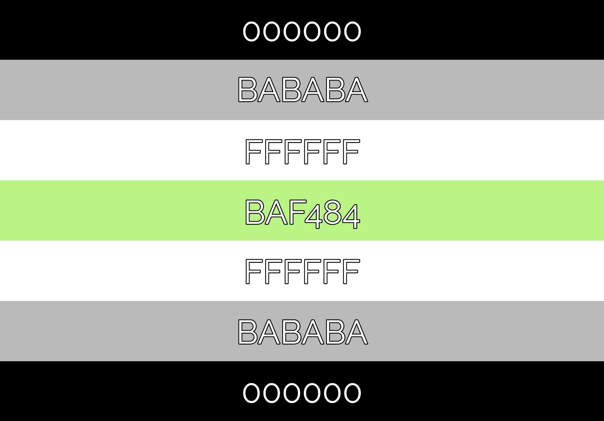 Graphic showing the Agender pride flag with color codes for each featured color.