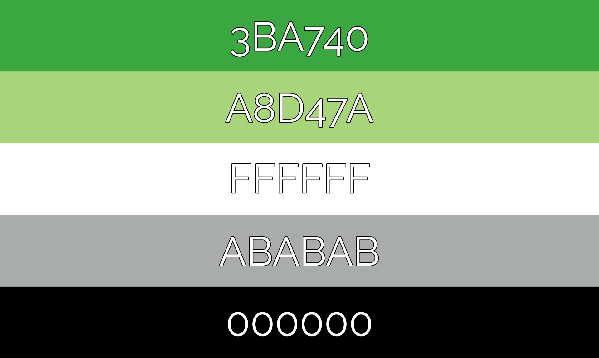 Graphic showing the Aromantic flag with color codes for each featured color.