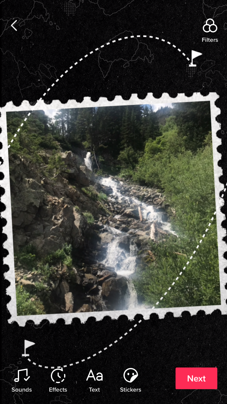 A screenshot of the TikTok editor for a video made with a TikTok template. 