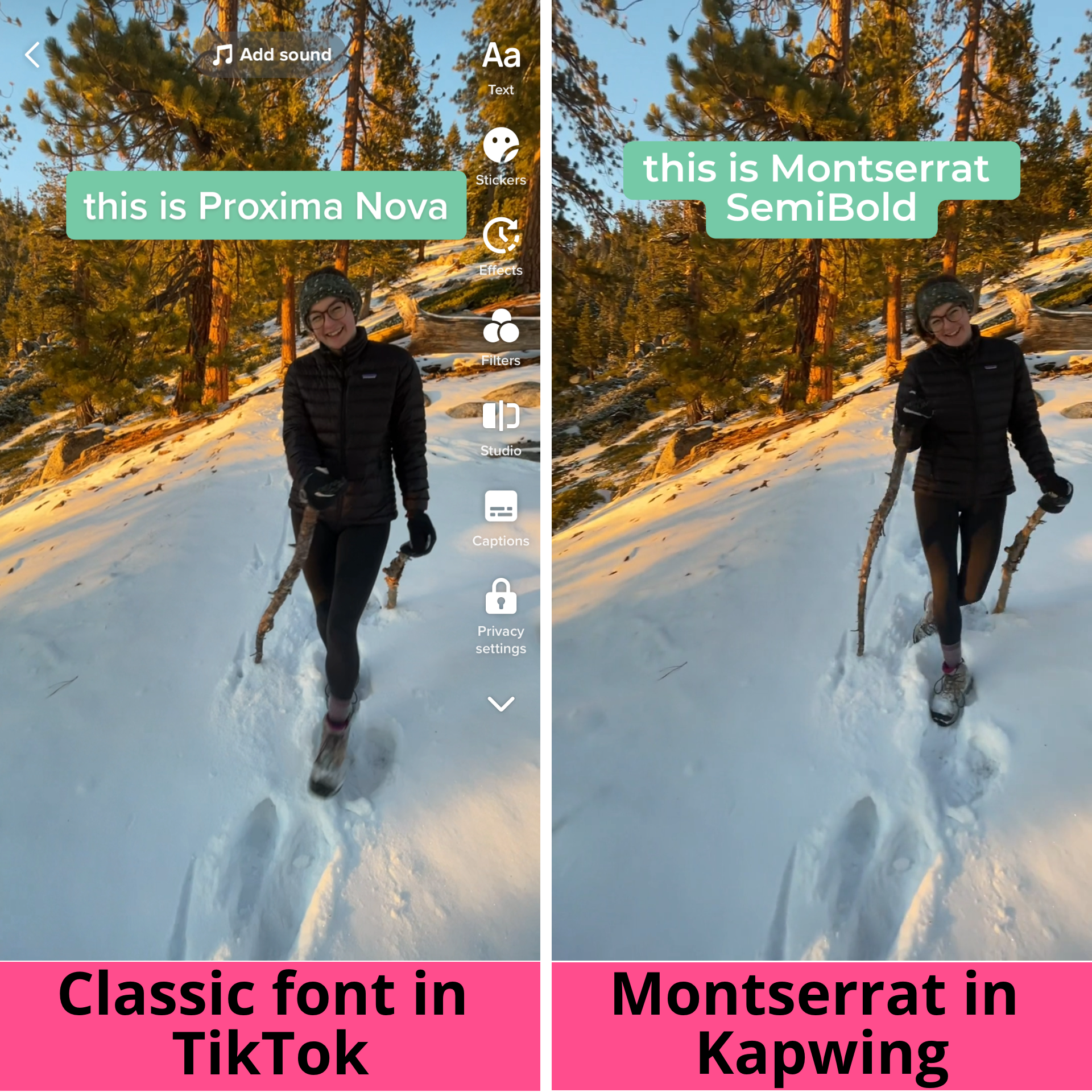 A side by side comparison of the Classic and Montserrat fonts.
