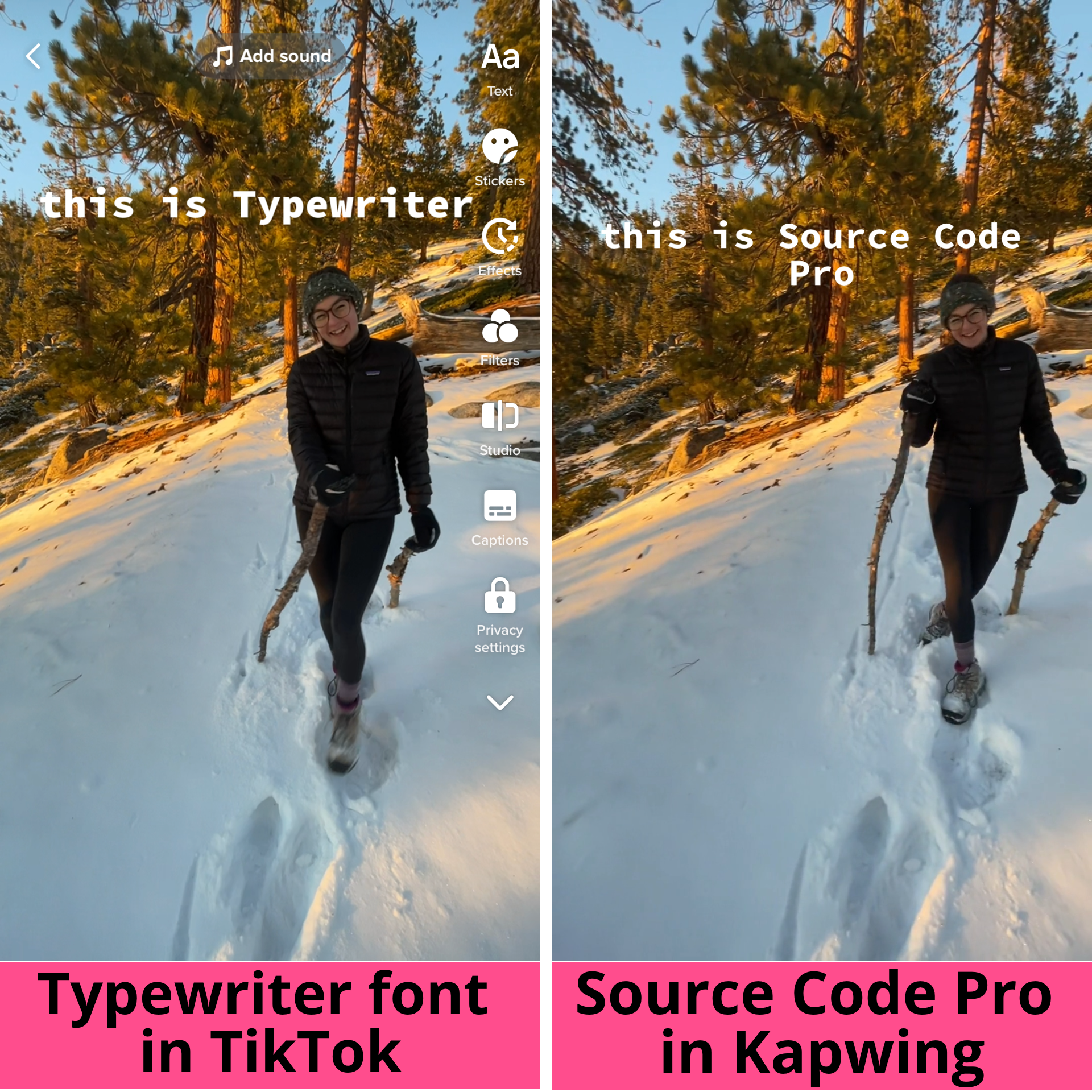 A side by side comparison of the Typewriter and Source Code Pro fonts.
