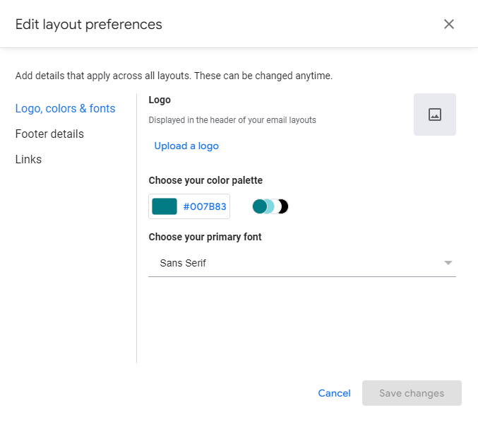 A screenshot showing the different customization options in Layouts