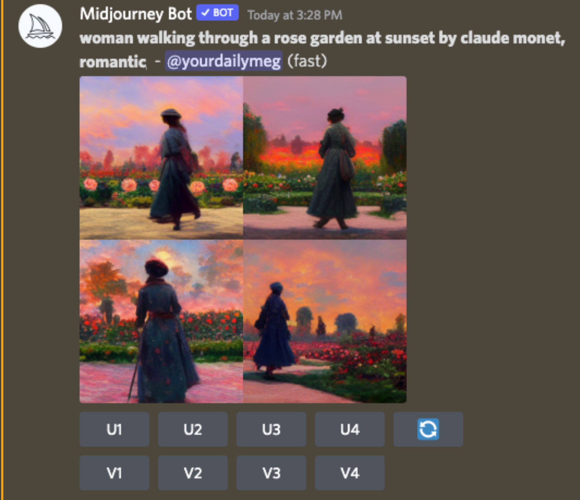 Midjourney art example in the style of Claude Monet