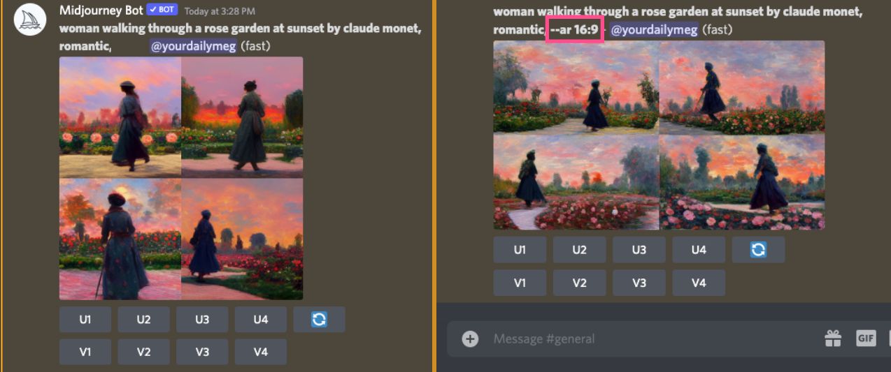 Midjourney example of a 1:1 image being changed to a 16:9 ratio 