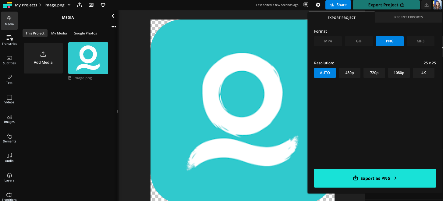 Exporting as a PNG with a transparent background