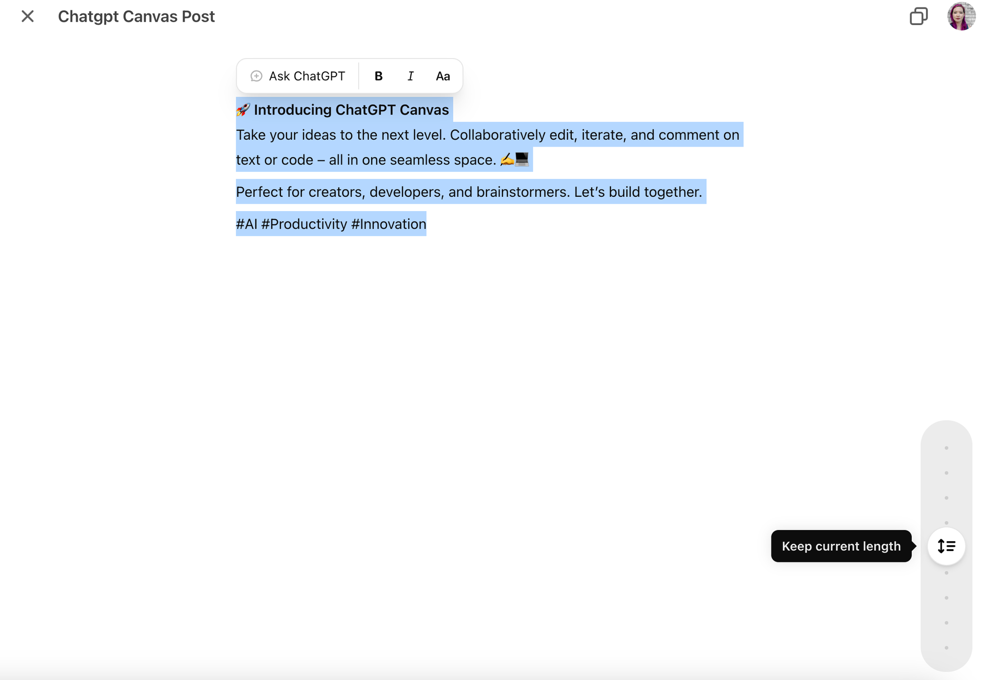 Using ChatGPT to write and lengthen a tweet.