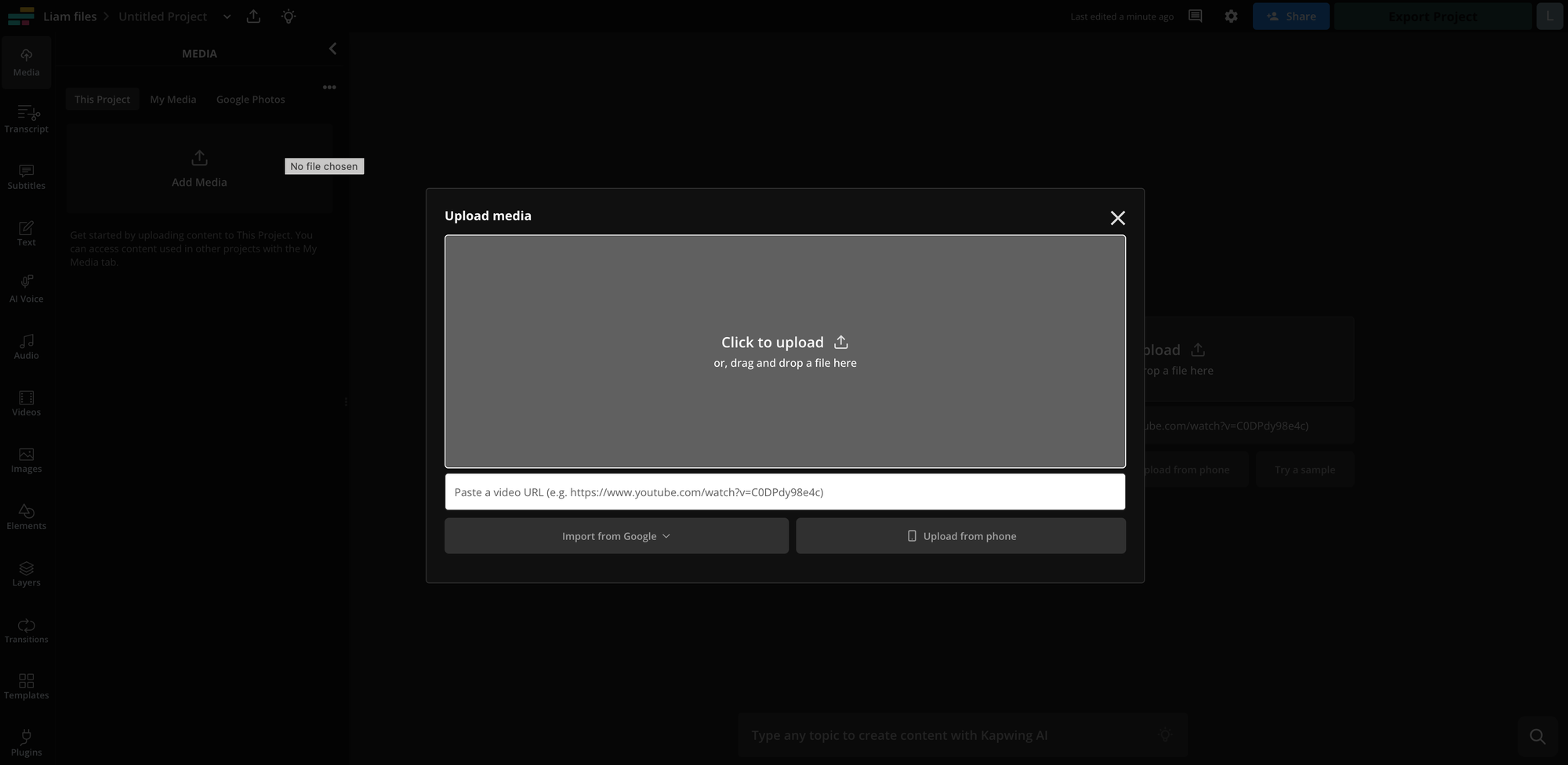 Screenshot of a third-party editor with the "add media" section