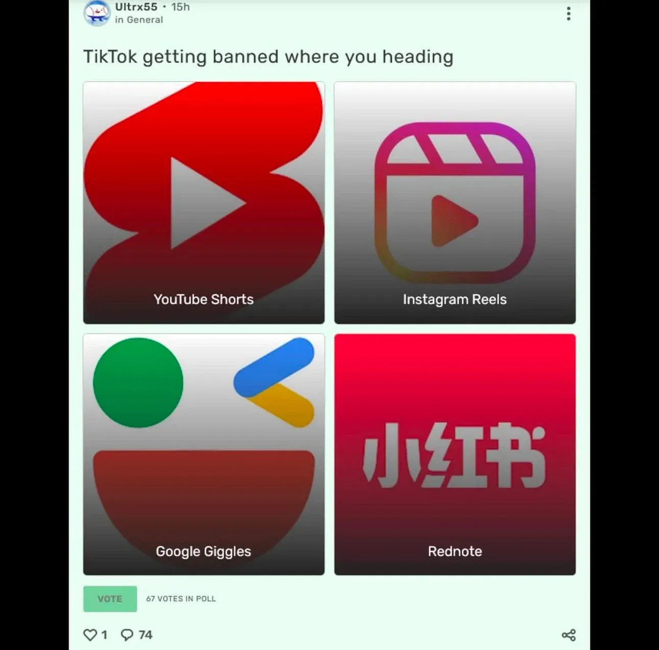 How the Google Giggles 'meme' looks on TikTok, originating from Reddit