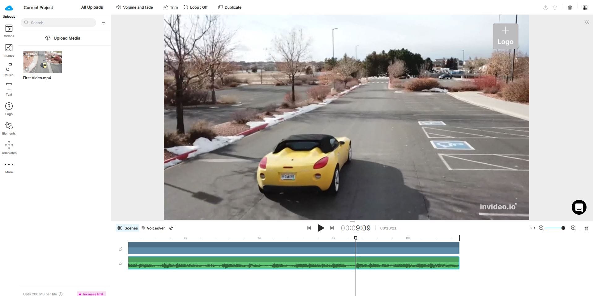 InVideo desktop editing interface. 