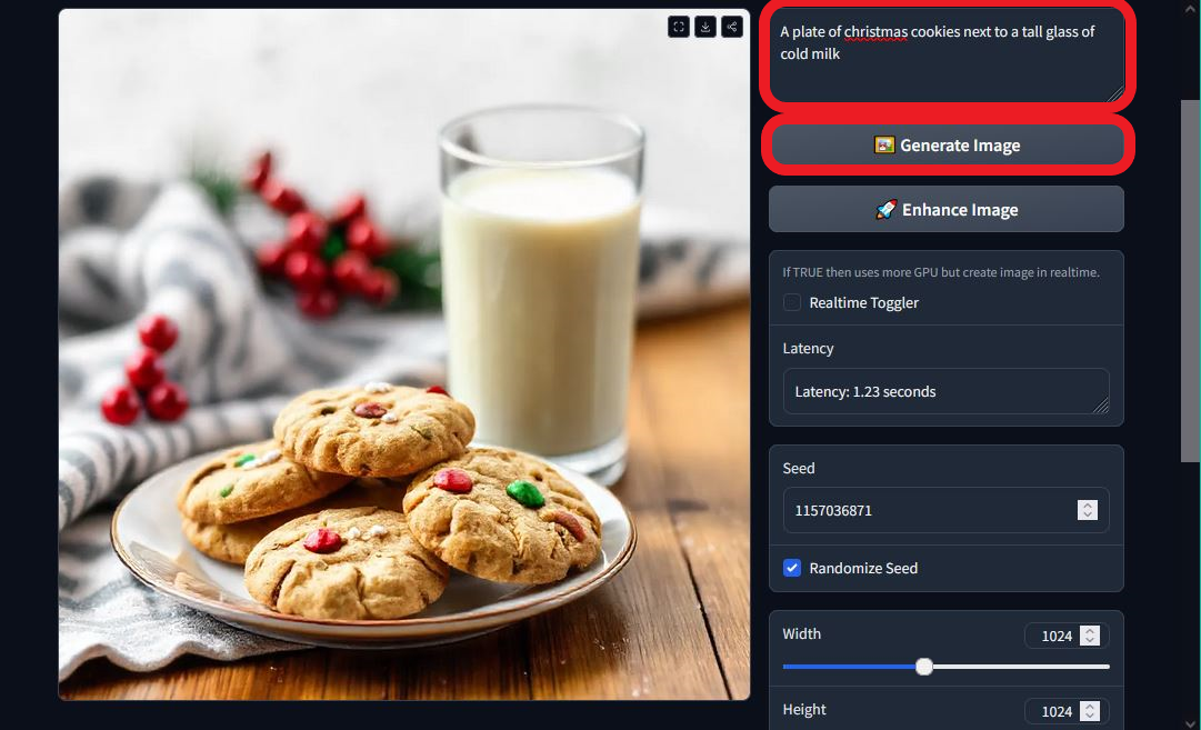 Flux image generator interface. 