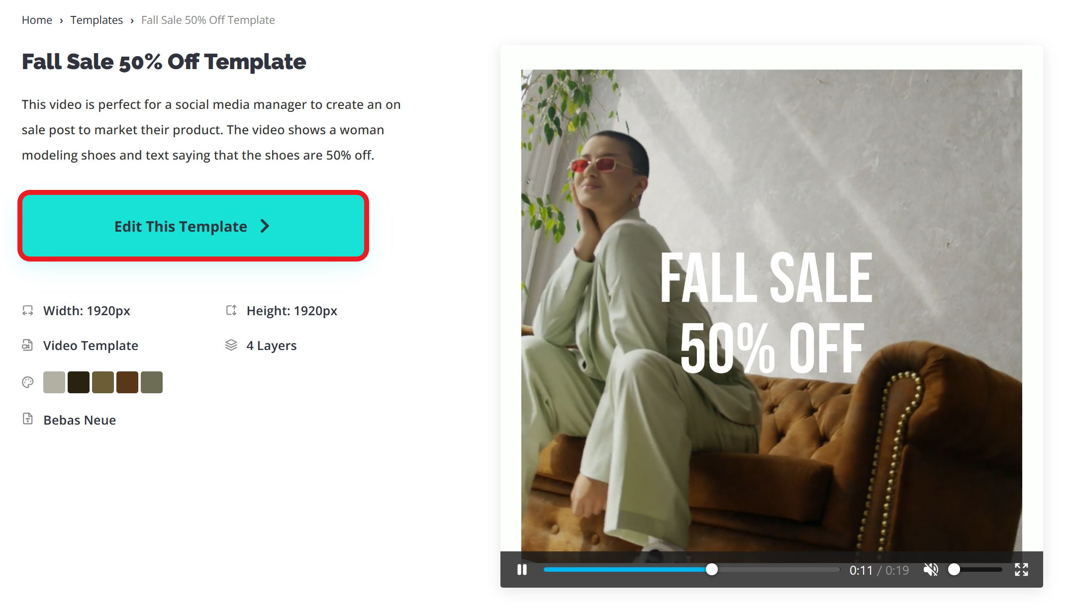 Kapwing template library showing templates for LinkedIn posts. 