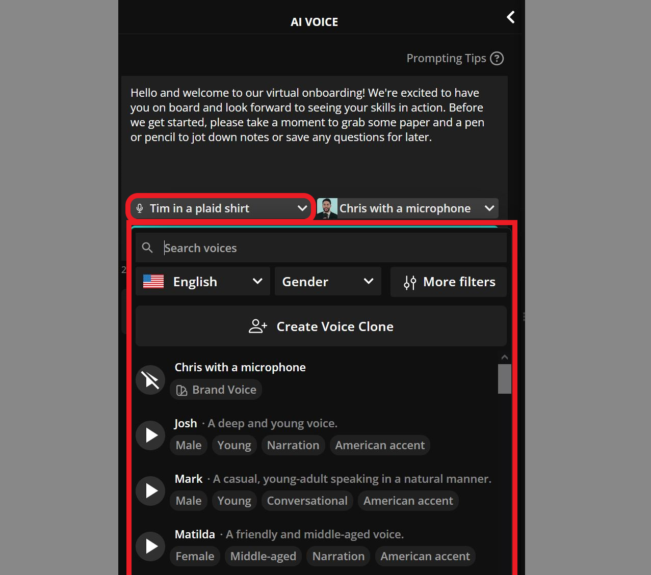 Guide showing how to generate a voiceover on Kapwing
