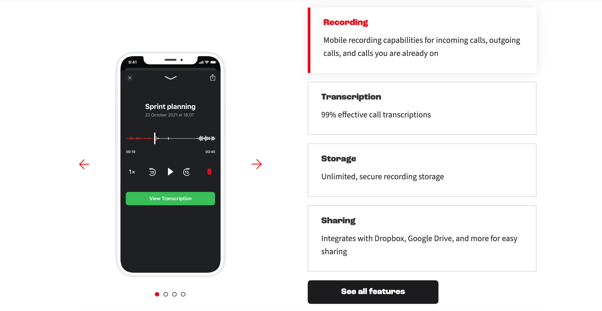 A promotional image by TapeACall showcasing the layout of the app