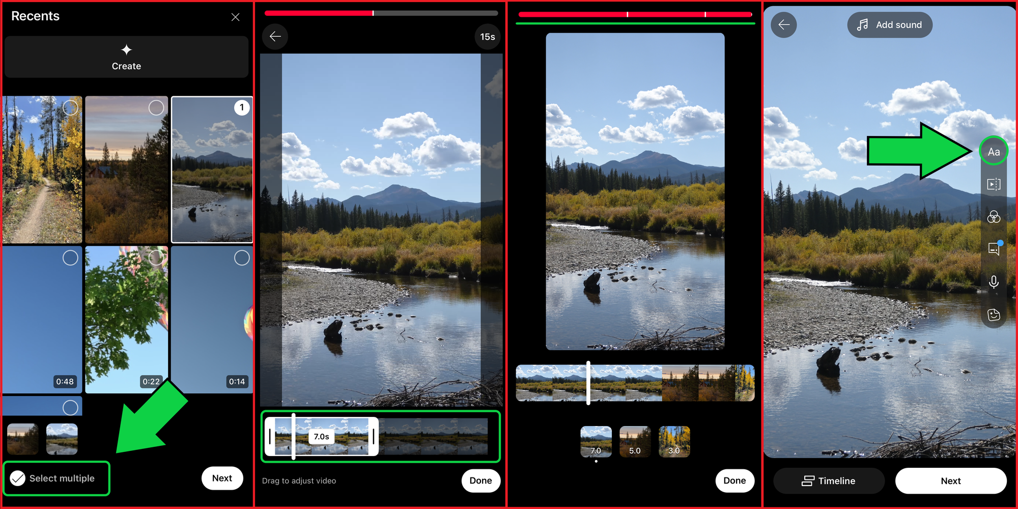 Image guide for converting images to videos on the YouTube app. 