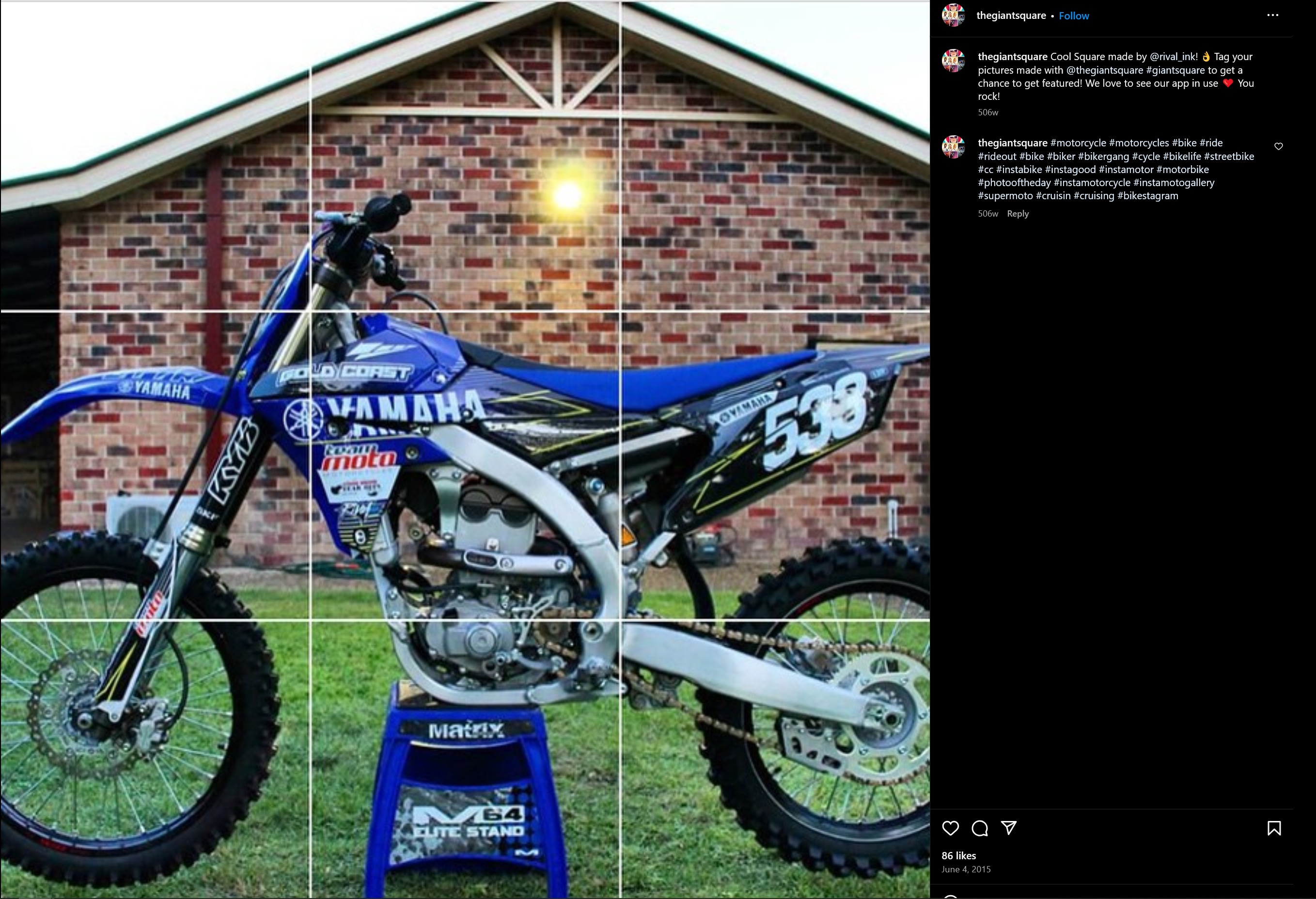 Example image of a Instagram profile mosaic from the square image grid. 