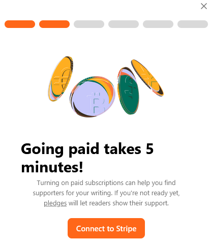 Substack graphic showing how to connect your account to Stripe. 