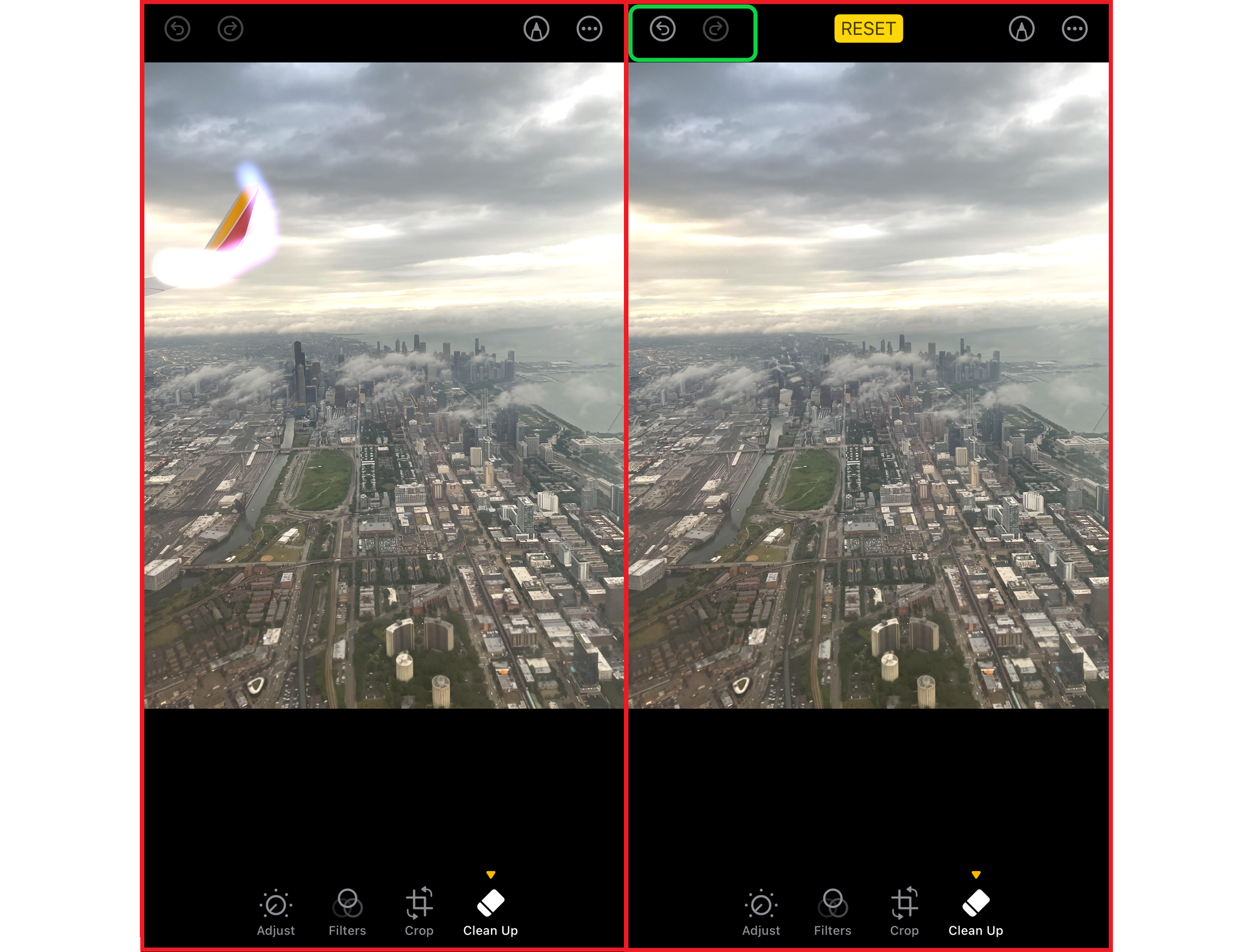 Guide showing how to remove objects using the Apple Clean Up tool