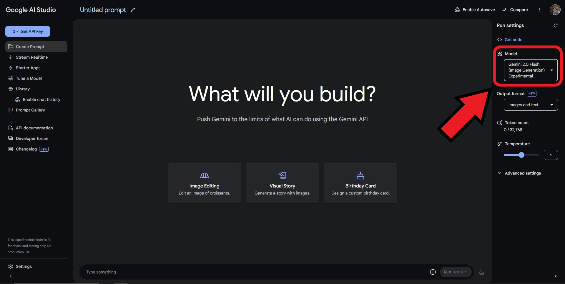 Guide showing how to access the Gemini Flash 2.0 model