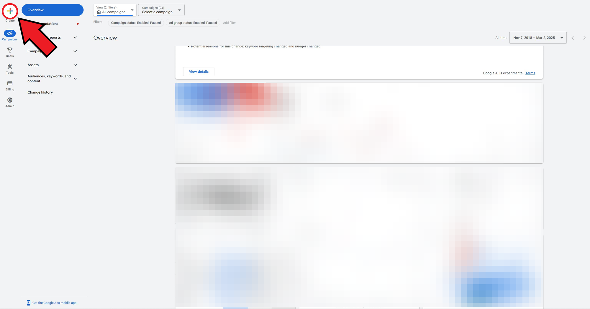 Image showing how to create a new Google Ads campaign. 