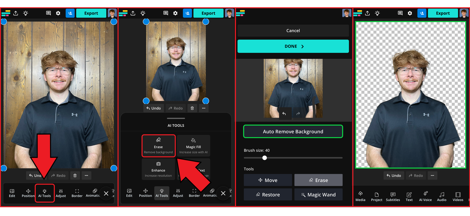 Guide showing how to automatically remove an image background on mobile