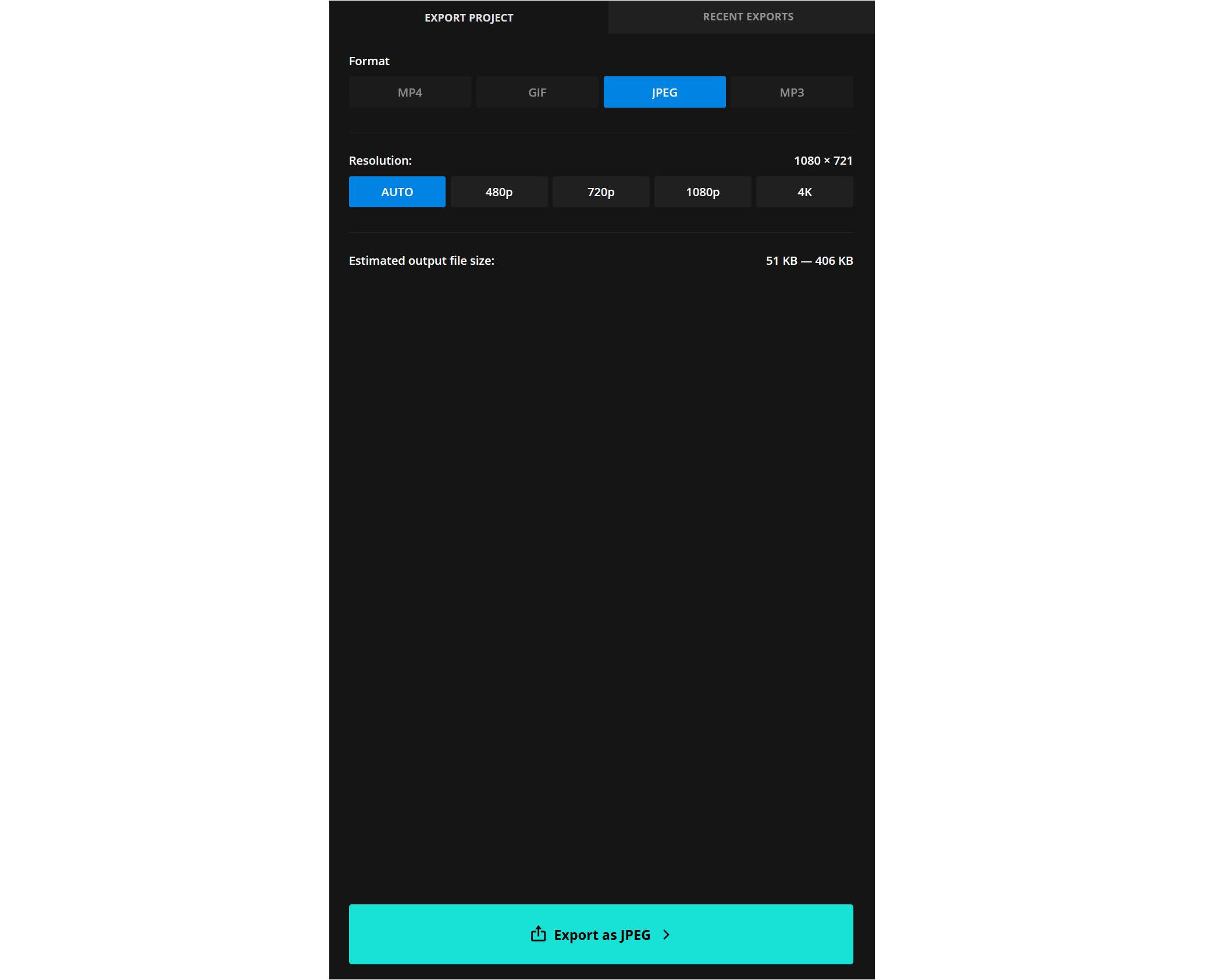 Kapwing export menu for exporting Studio Ghibli images for the meme trend